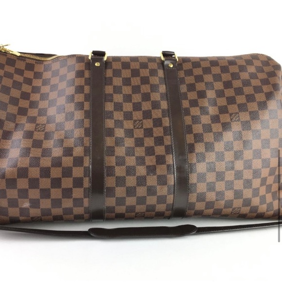 LOUIS VUITTON DAMIER EBENE KEEPALL 55 BANDOULIERE SHOULDER BAG - Picture 8 of 12
